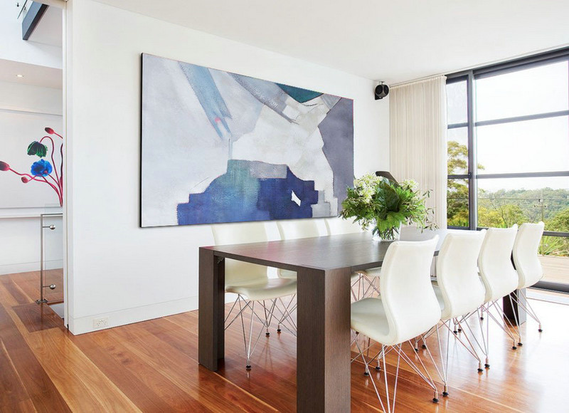 Large Abstract Painting On Canvas,Horizontal Palette Knife Contemporary Art,Contemporary Art Canvas Painting,White,Grey,Blue.etc